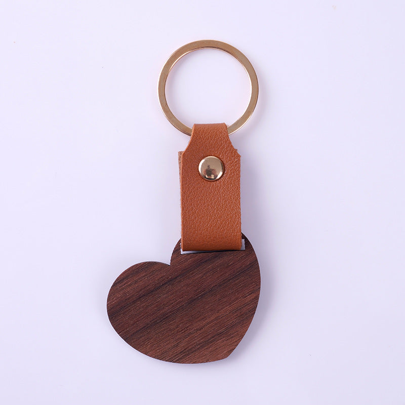 Wholesale Blank DIY Wood Sign Leather Wooden Keychain